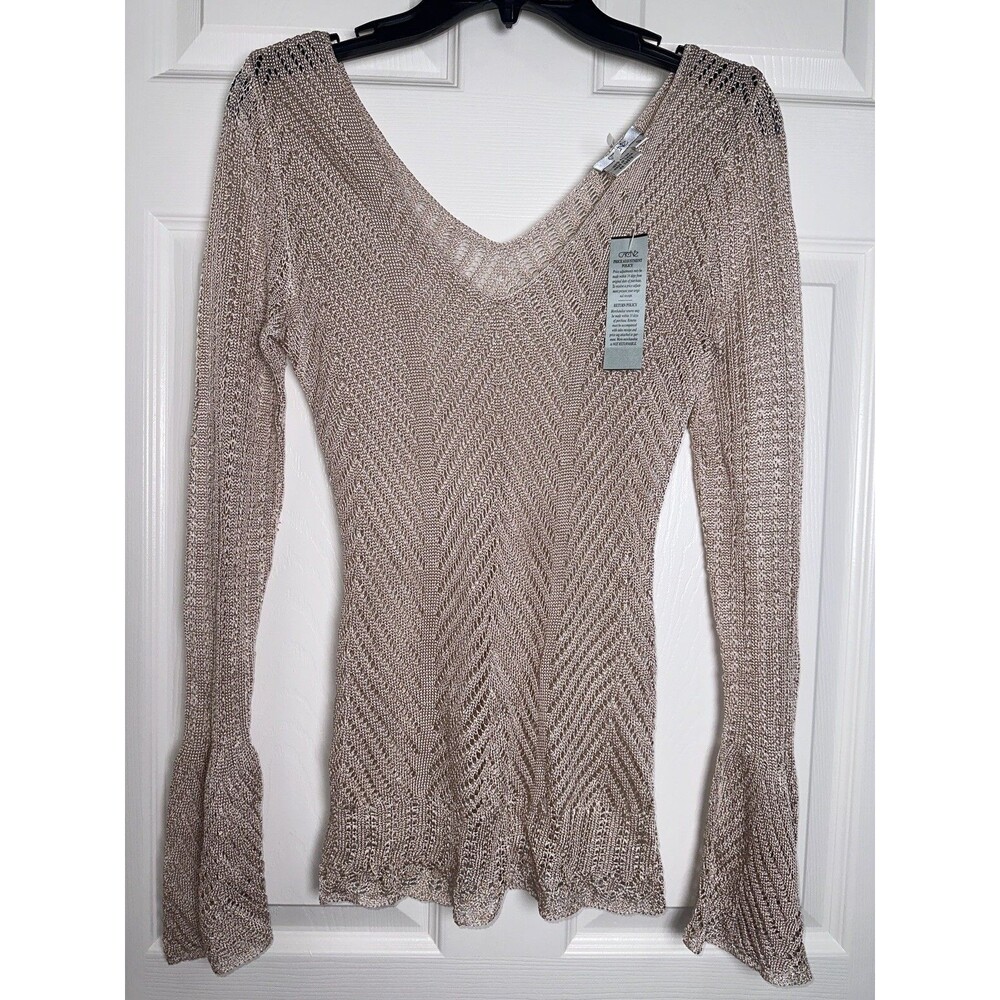 Cache Sweater Bell Cuff Nude 100% Rayon size S